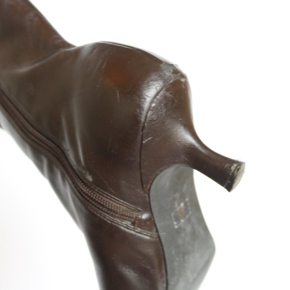 Brown Faux Leather Y2K / Witchy heeled boots size 8 - GUC - Picture 6 of 11